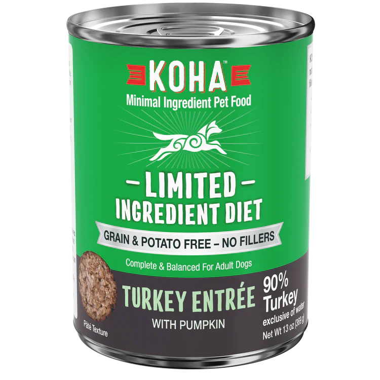 Koha Dog Limited Ingredient Grain Free 90% Turkey 13oz. (Case of 12)