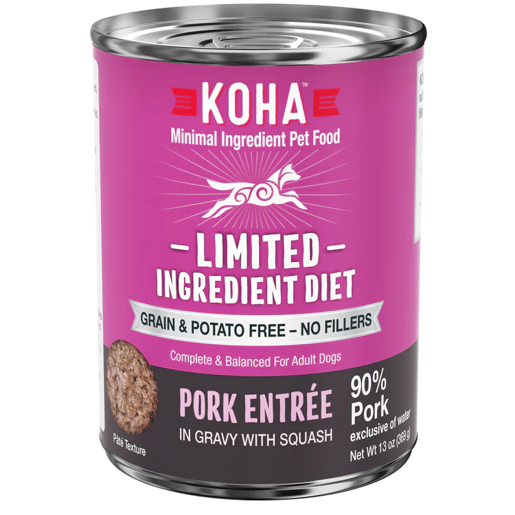 Koha Dog Limited Ingredient Grain Free 90% Pork 13oz. (Case of 12)