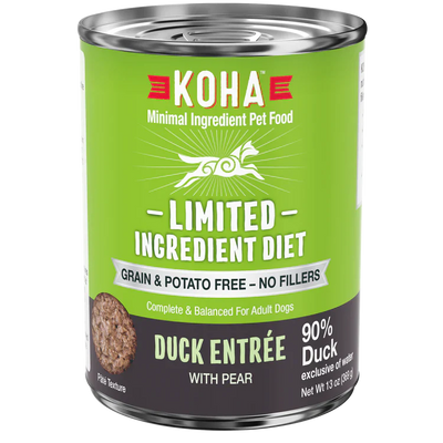 Koha Dog Limited Ingredient Grain Free 90% Duck 13oz. (Case of 12)