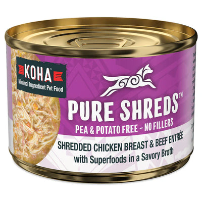 Koha Dog Grain Free Shredded Chicken and Beef 5.5oz. (Case of 12)