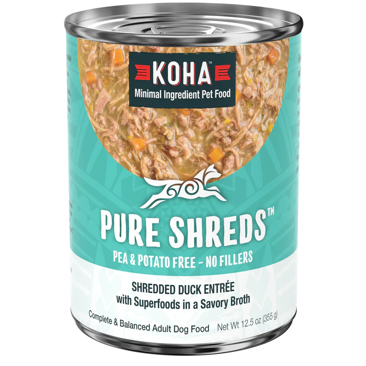 Koha Dog Grain Free Shredded Duck 12.5oz. (Case of 12)