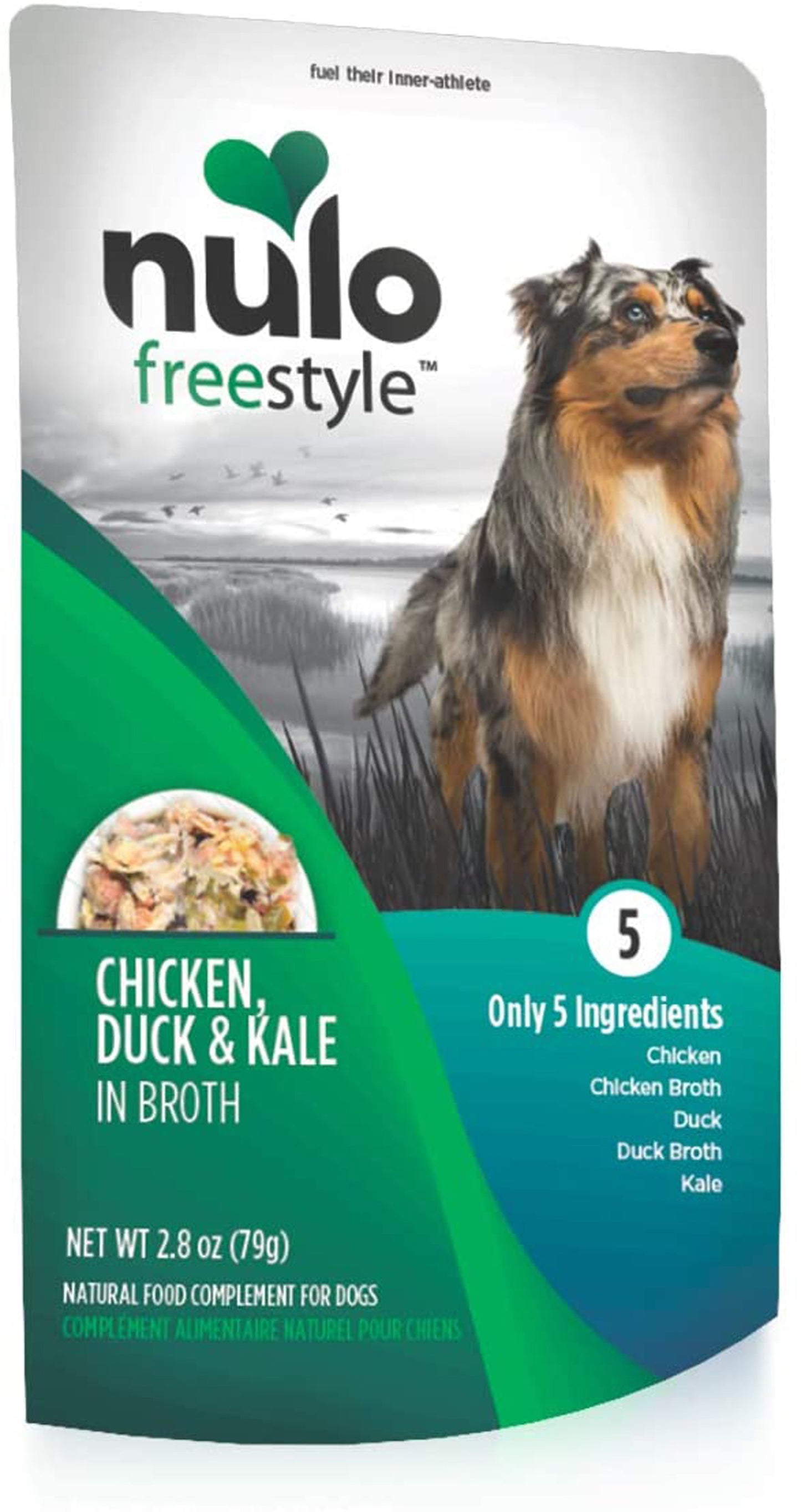 Nulo Freestyle Dog Food Topper Chicken, Duck & Kale in Broth 2.8oz. (Case of 24)