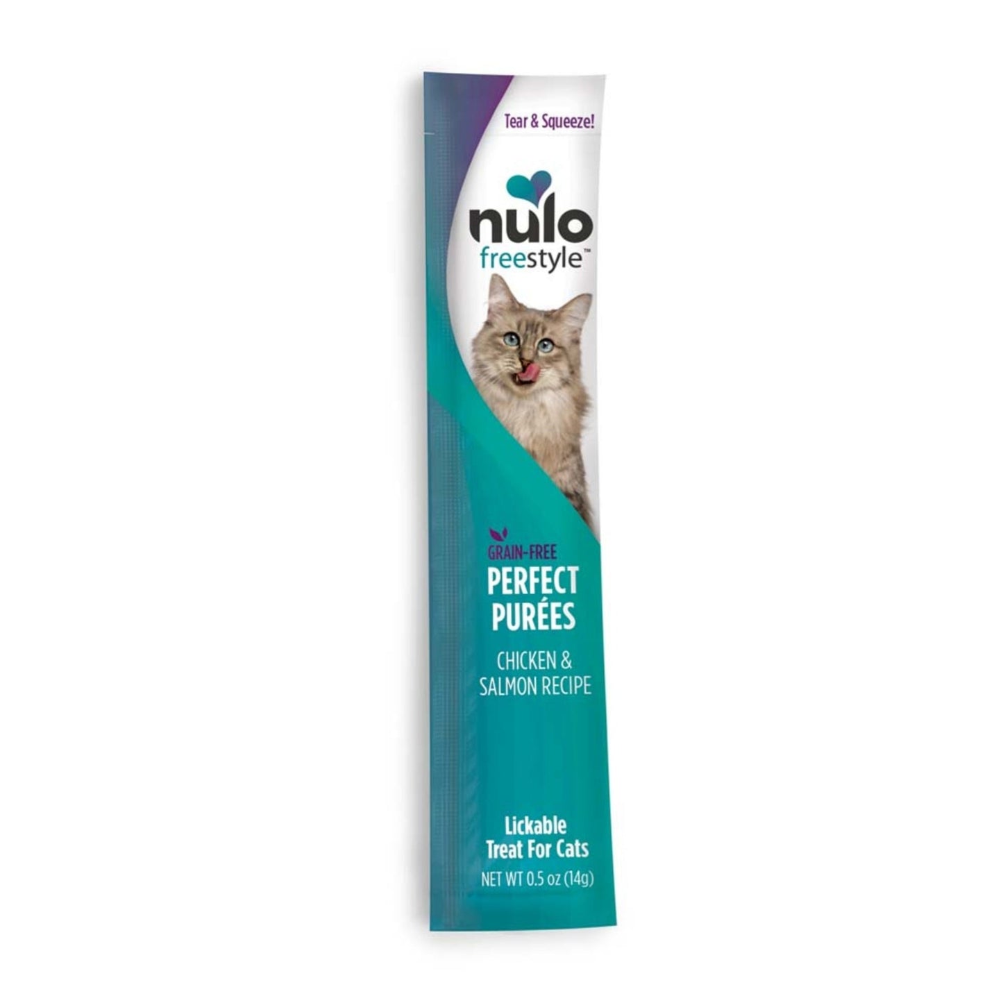 Nulo Freestyle Perfect Purees Grain-Free Cat Food Topper/Treat Chicken & Salmon 48ea/0.5 oz, 48 pk