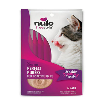 Nulo Freestyle Perfect Purees Grain-Free Cat Food Topper/Treat Beef & Sardine 1ea/0.5 oz, 6 pk