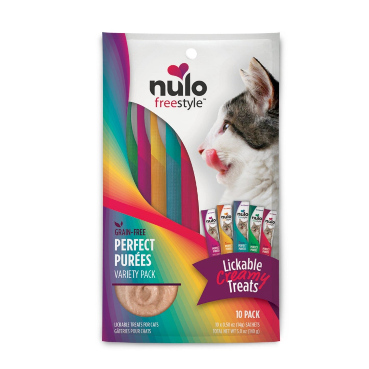 Nulo Freestyle Perfect Purees Grain-Free Cat Food Topper/Treat Variety 1ea/0.5 oz, 10 pk