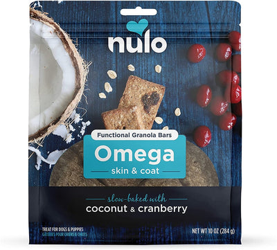 Nulo Functional Granola Bar Omega Skin & Coat Dog Treats Coconut & Cranberry 1ea/10 oz