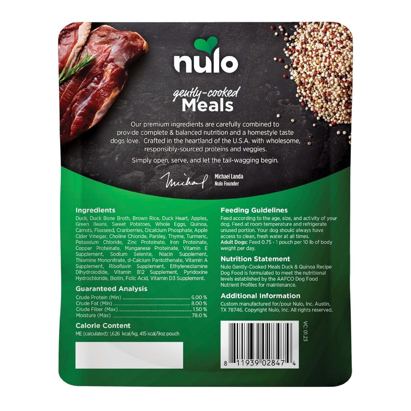 Nulo Dog Gently Cooked Duck Chicken & Quinoa 9oz.