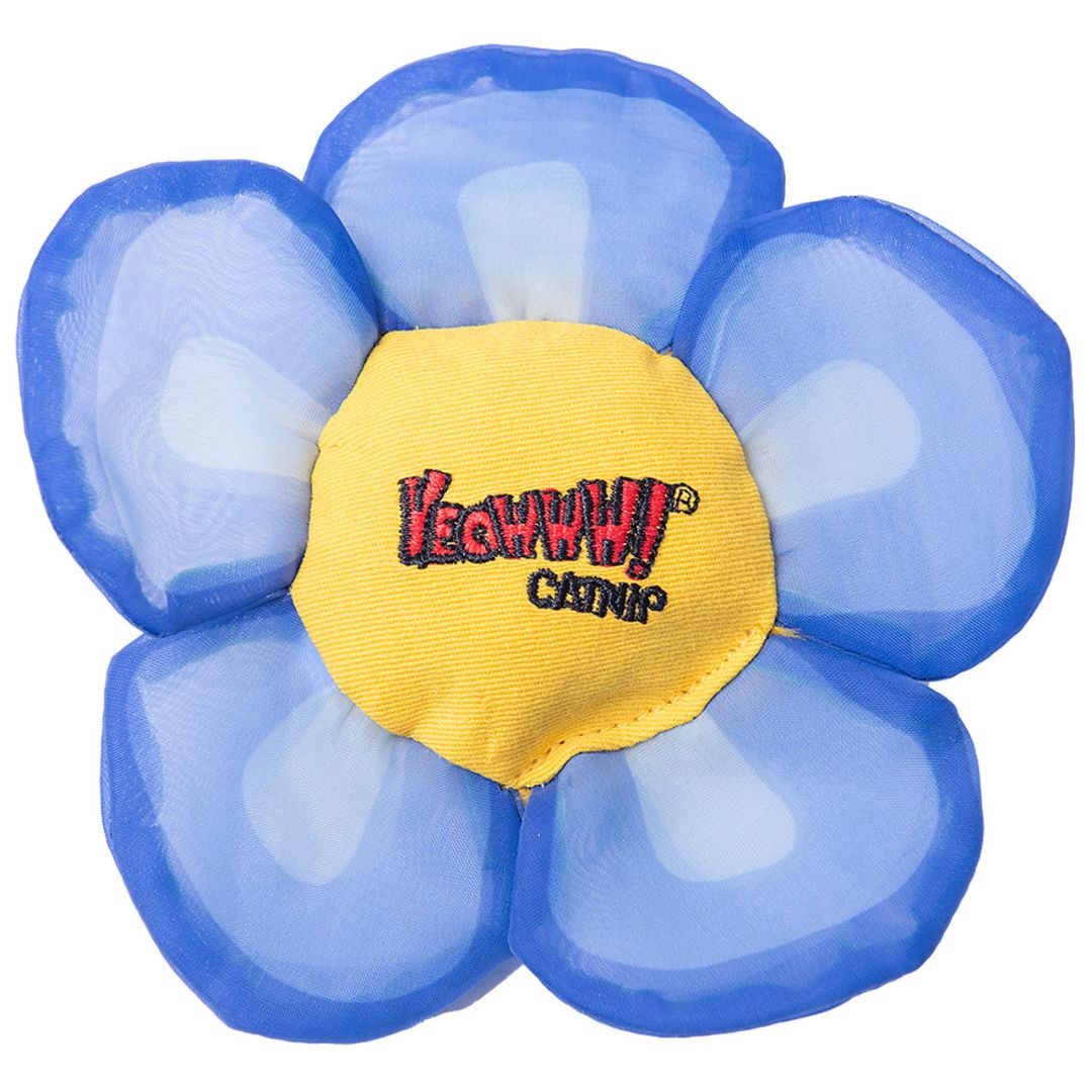 Yeowww! Cat Catnip Daisy Flower Tops Blue