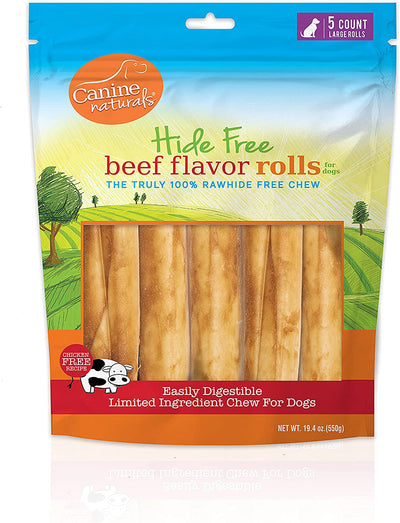 Canine Natural Hide Free 7" Beef Large Roll 5Pk