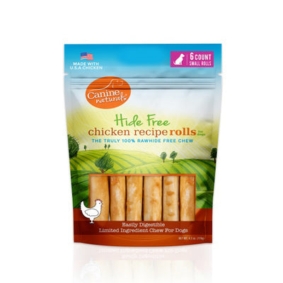 Canine Natural Hide Free 2.5" Chicken Mini Roll 6Pk