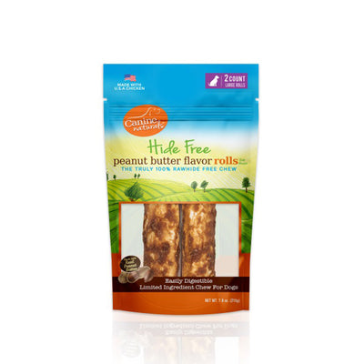 Canine Natural Hide Free 7" Peanut Butter Large Roll 2Pk