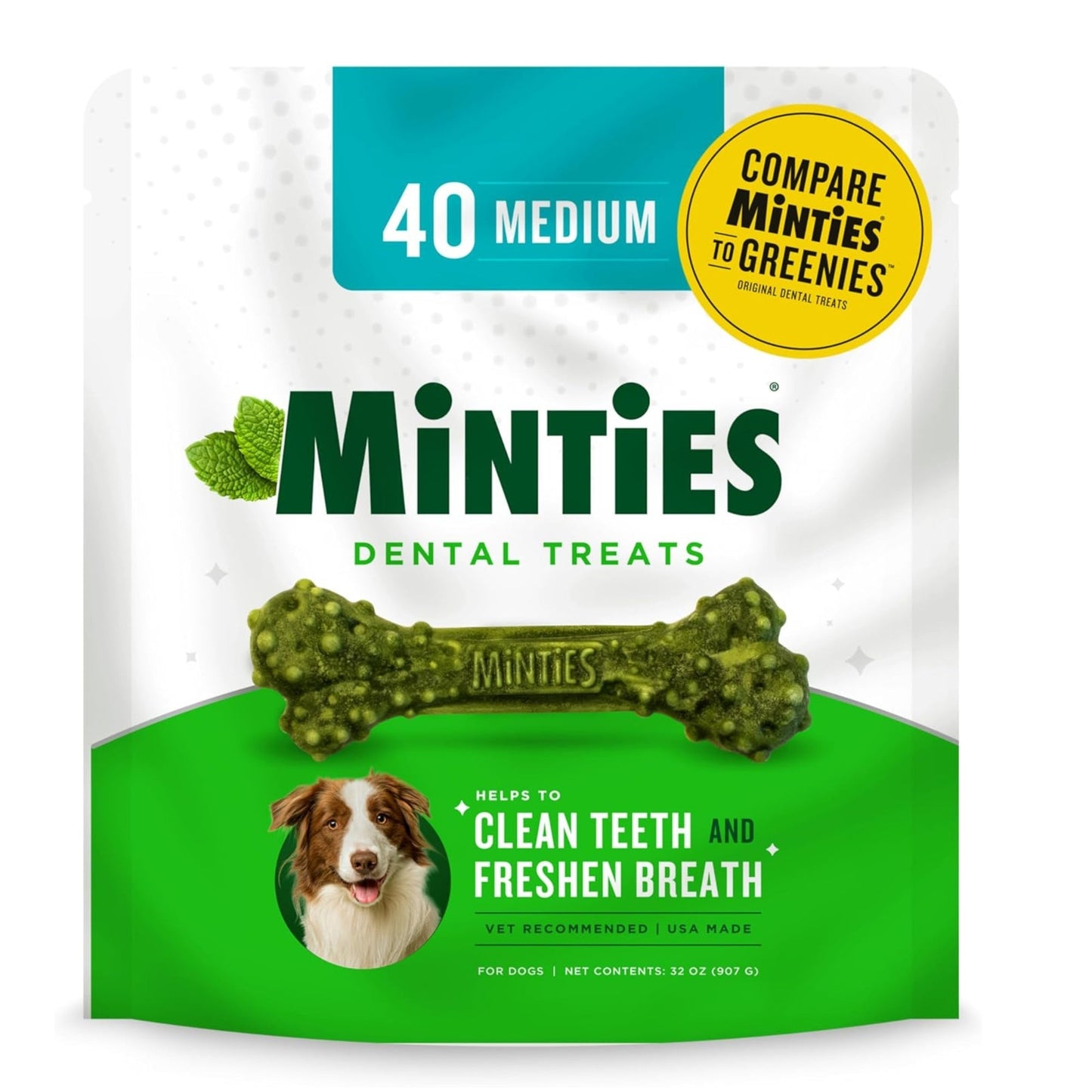 Vetiq Minties Dental Bone For Dogs Medium/Large 32oz. - 40count