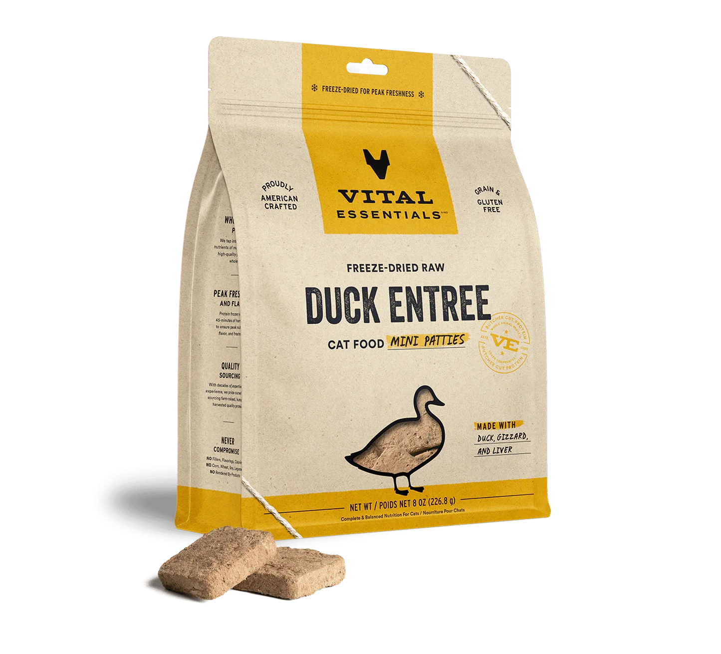 Vital Essentials Cat Freeze-Dried Patties Duck 8oz.