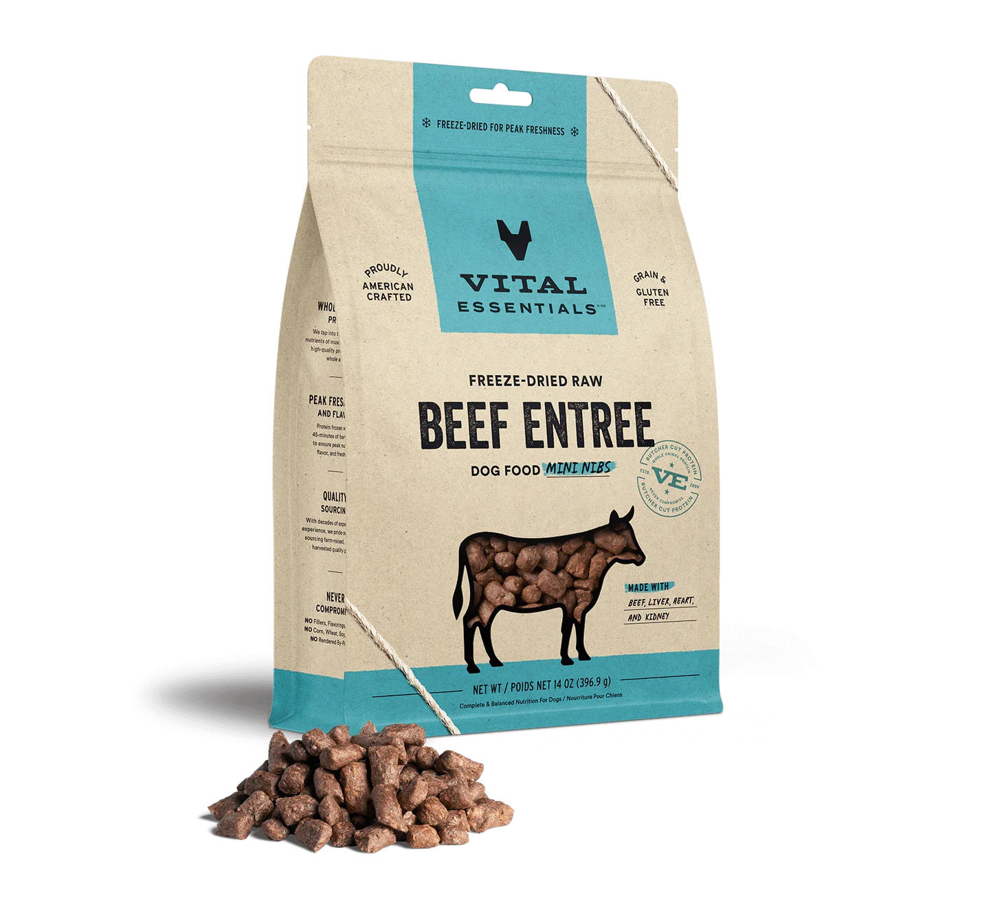 Vital Essentials Dog Freeze-Dried Mini Nibs Beef 14oz.