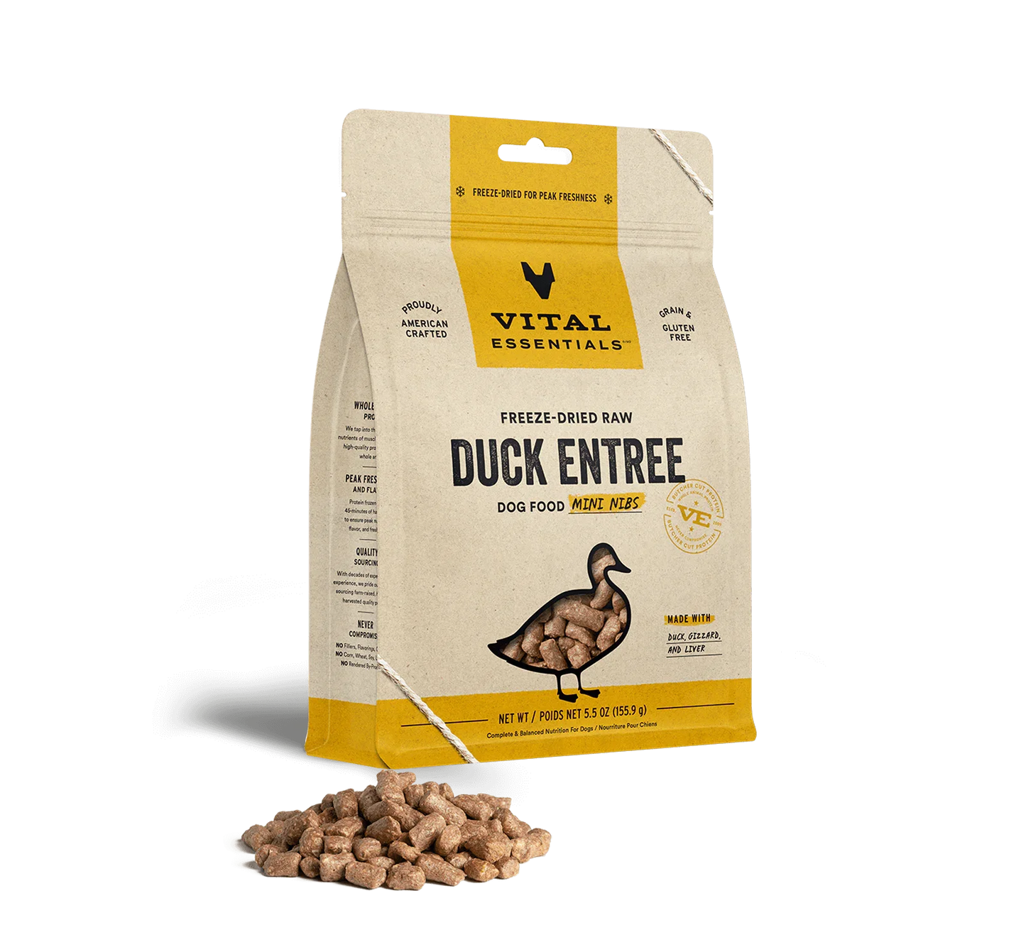 Vital Essentials Dog Freeze-Dried Mini Nibs Duck 5.5oz.