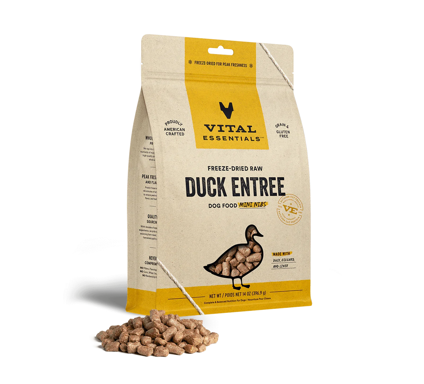 Vital Essentials Dog Freeze-Dried Mini Nibs Duck 14oz.