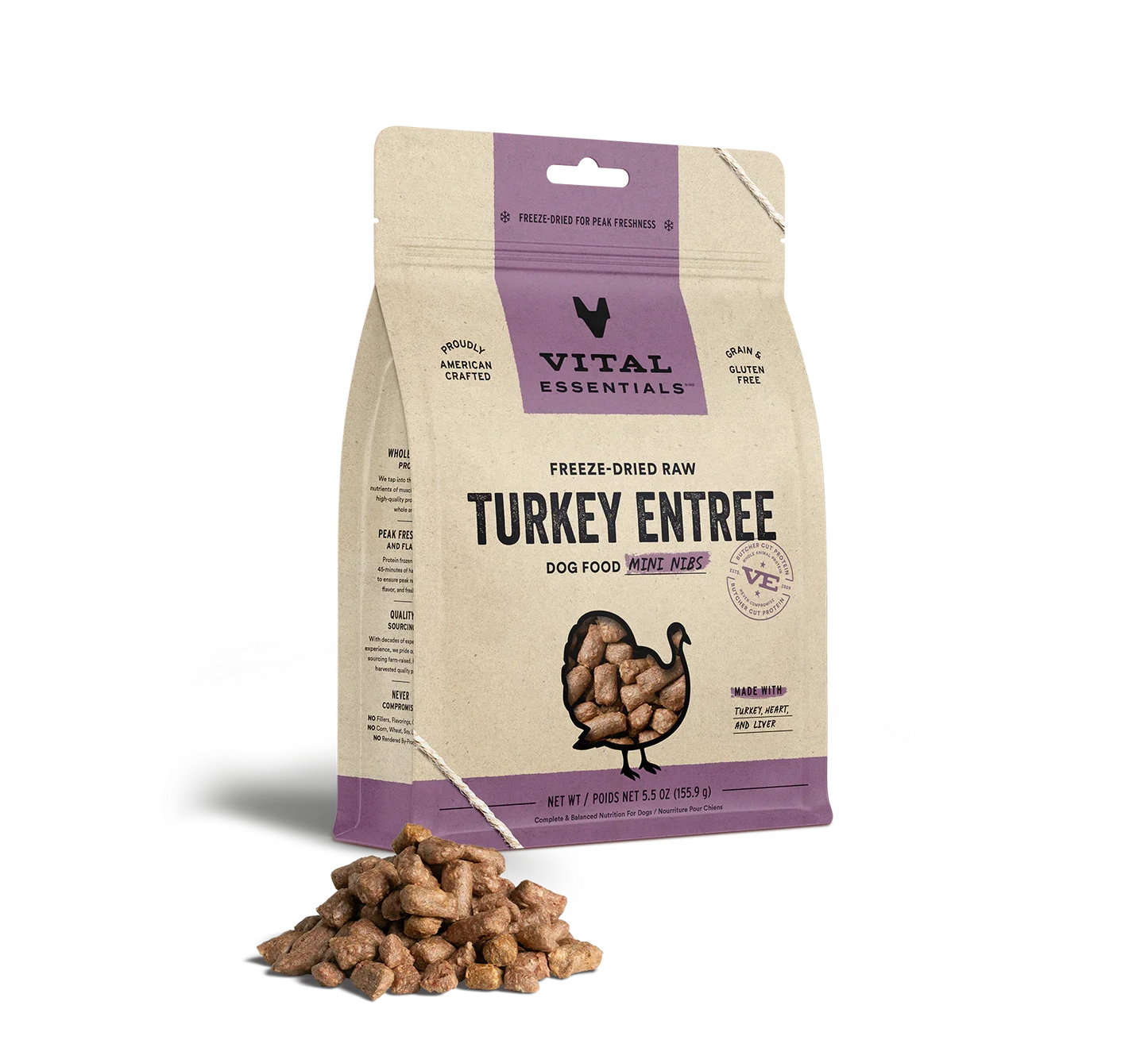 Vital Essentials Dog Freeze-Dried Mini Nibs Turkey 5.5oz.