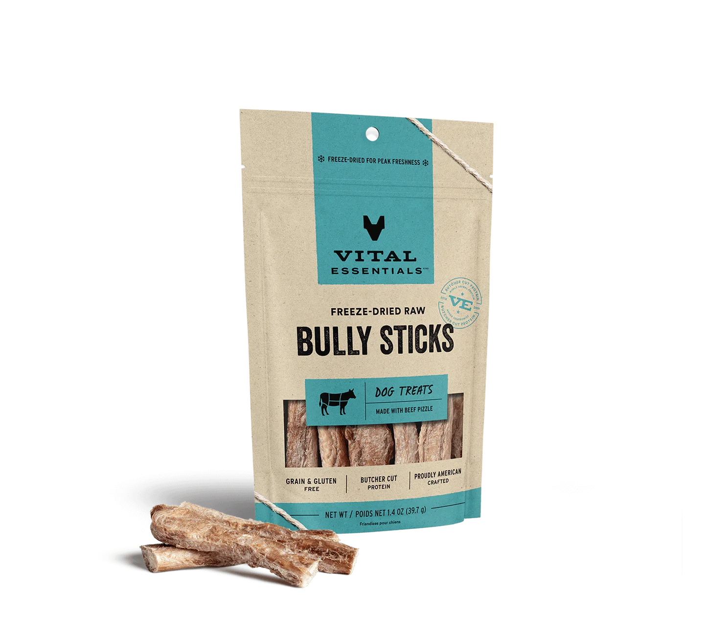 Vital Essentials Dog Freeze-Dried Treat Bully Stick 5 Piece