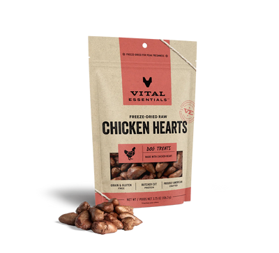 Vital Essentials Dog Freeze-Dried Treat Chicken Hearts 3.75oz.