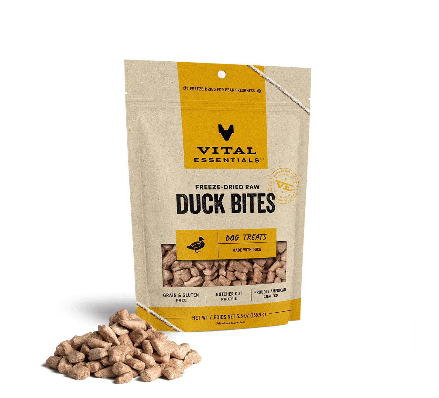 Vital Essentials Dog Freeze-Dried Treat Bites Duck 5.5oz.