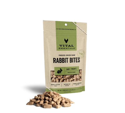 Vital Essentials Dog Freeze-Dried Treat Bites Rabbit 2oz.