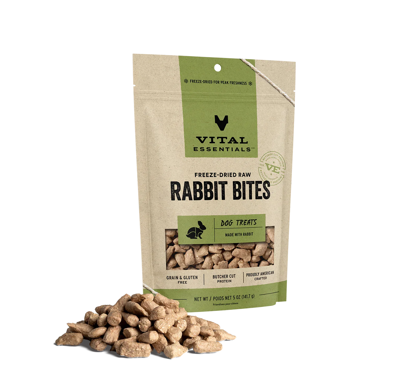 Vital Essentials Dog Freeze-Dried Treat Bites Rabbit 5oz.