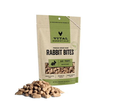 Vital Essentials Dog Freeze-Dried Treat Bites Rabbit 5oz.