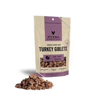 Vital Essentials Dog Freeze-Dried Treat Turkey Giblets 2oz.