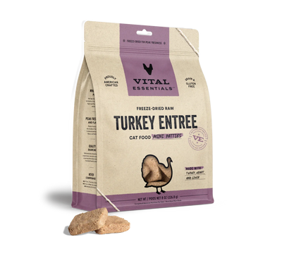 Vital Essentials Cat Freeze Dried Mini Patties Turkey 8oz.
