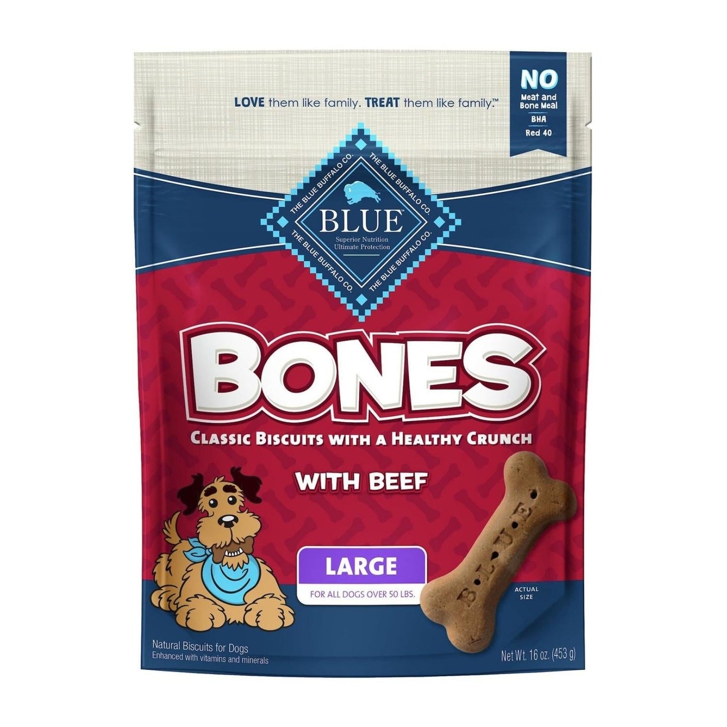 **Blue Buffalo Bones Dog 16oz. Beef Large Biscuit