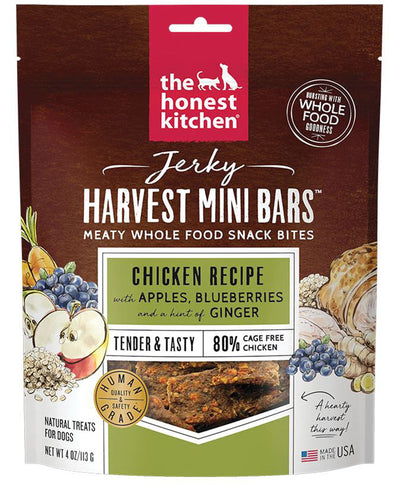 Honest Kitchen Dog Chicken Jerky Harvest Bars Mini 4oz.