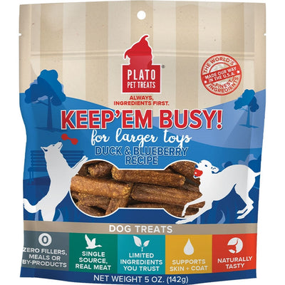 Plato Dog Keep Em Busy Duck And Blueberry Treats Large 5oz.