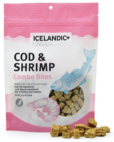 Icelandic  Cod And Shrimp Combo Bites Fish Dog Treat 3.52-oz. Bag