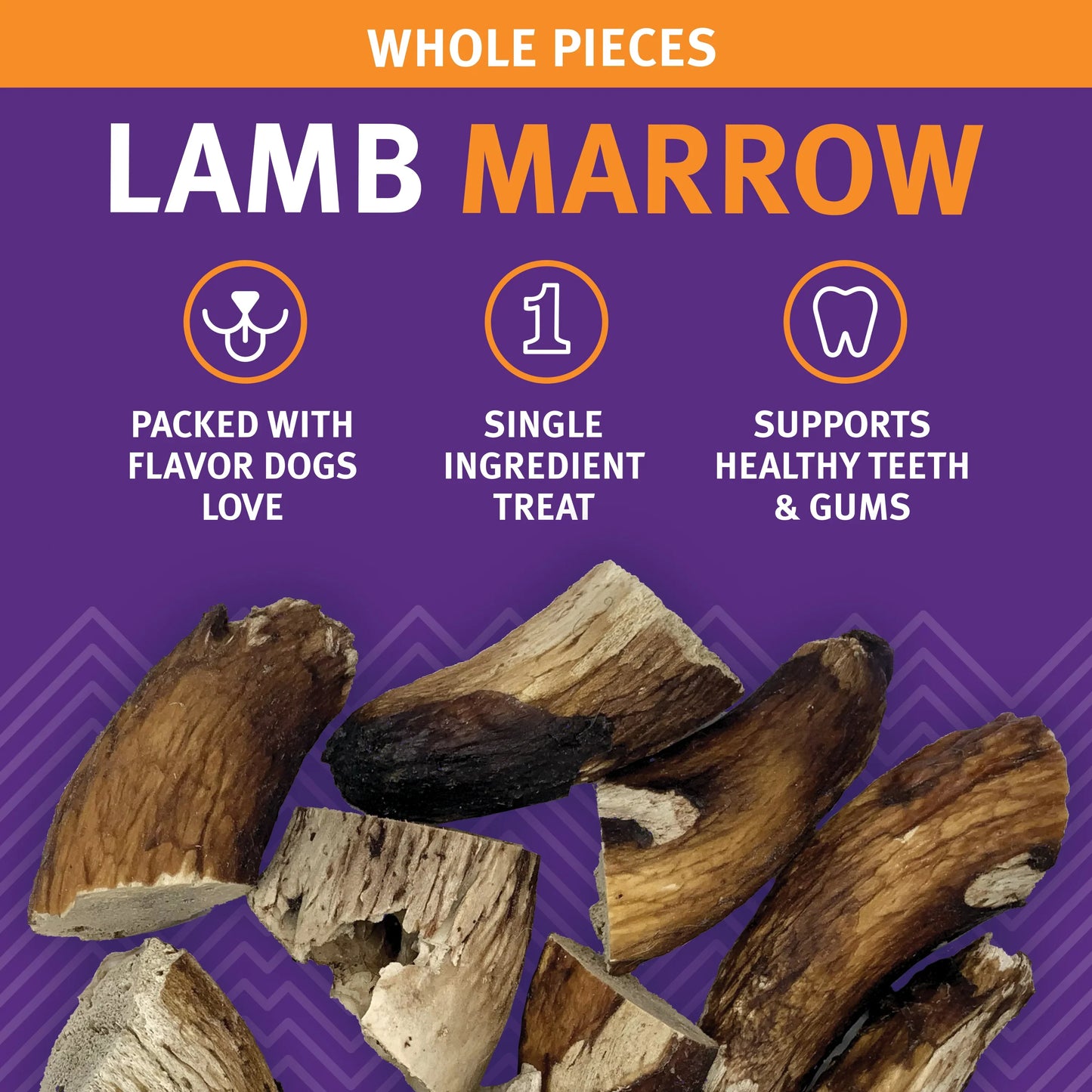 Icelandic  Lamb Marrow Whole Pieces Dog Treat 4.5-oz. Bag