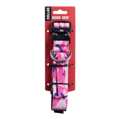 Boss Dog Tactical Adjustable Dog Collar Pink Camo, 1ea/Medium, 15-18 in