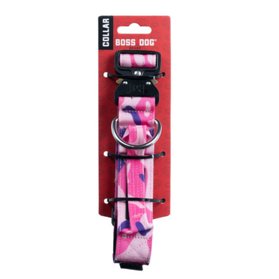 Boss Dog Tactical Adjustable Dog Collar Pink Camo, 1ea/Large, 17-22 in