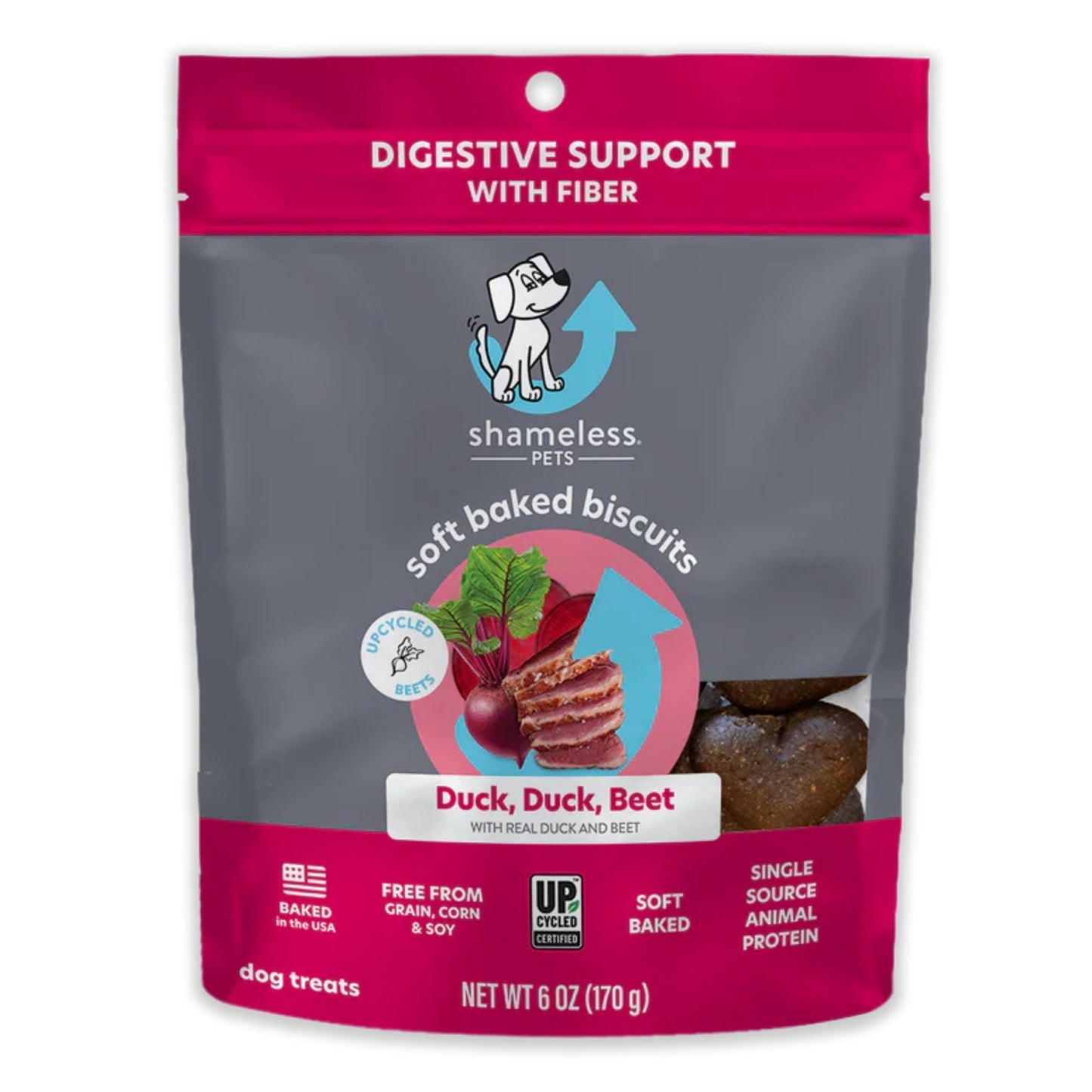 Shameless Soft Baked Dog Biscuits Duck/Beet 6oz.