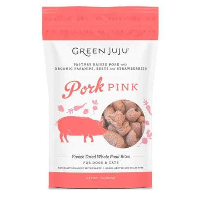 Green Juju Dog Freeze Dried Topper Pork Pink 3oz.