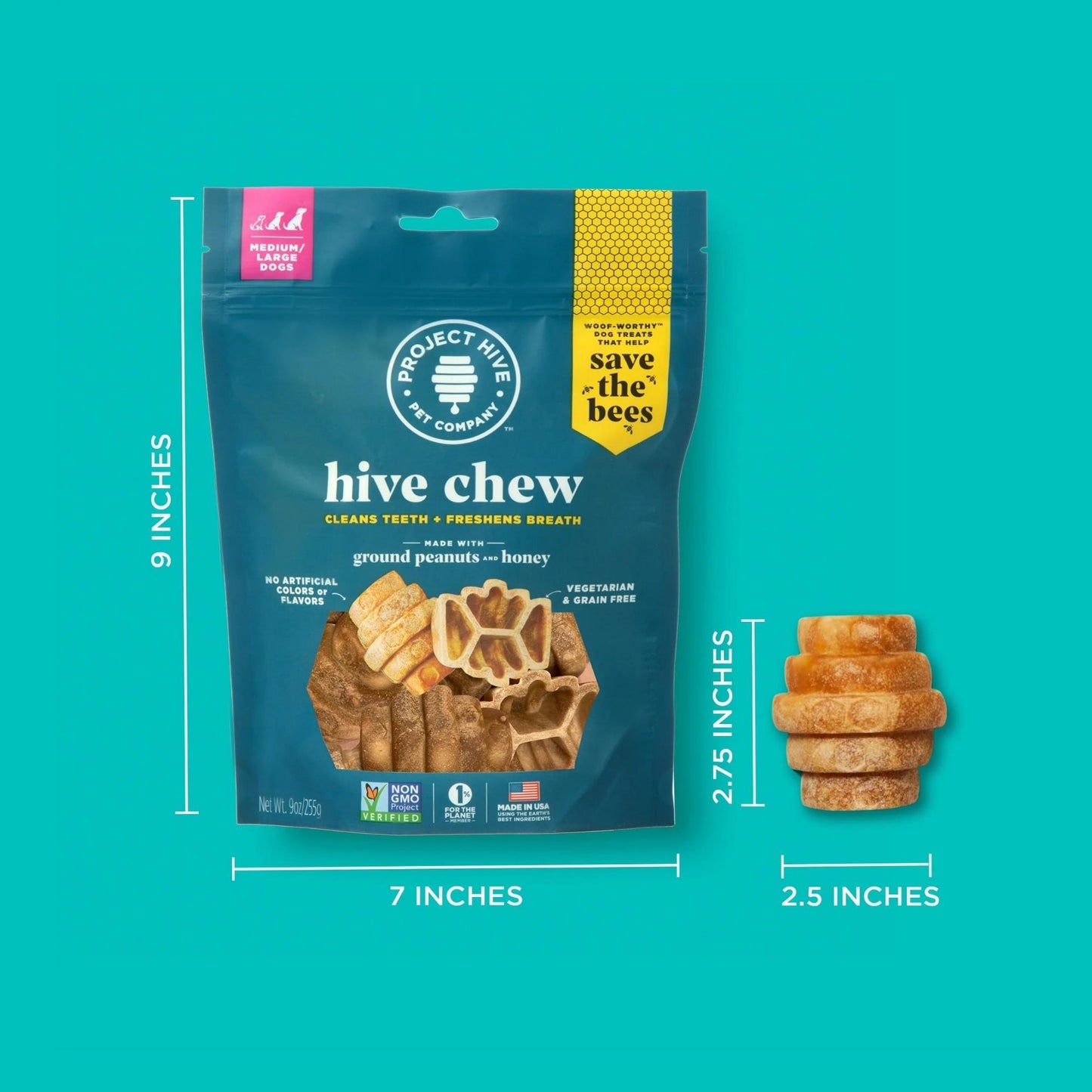 Project Hive Pet Company Hive Chew Treat Peanut Butter Large