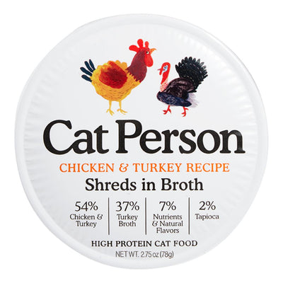 Cat Person Cat Bowl Booster Shreds In Broth Chicken & Turkey 2.75Oz 24 Pack