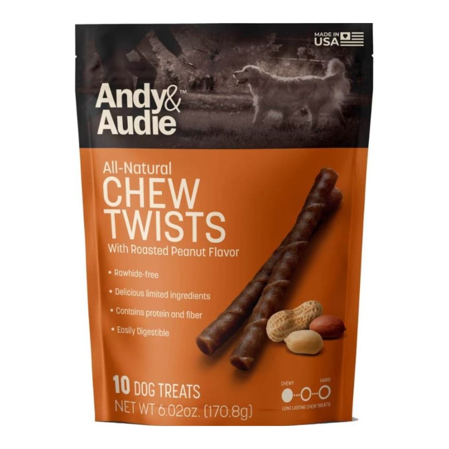 Andy & Audie Alternative Twist Chews For Dogs Nut Small-10 Count  6.02oz.