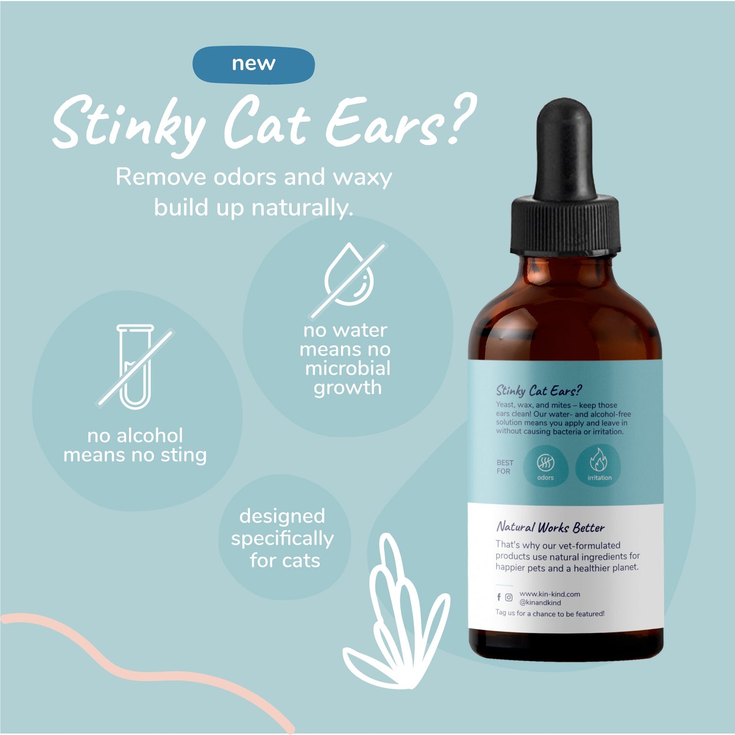 **Kin+Kind Natural Kitty Ear Cleaner 4oz.