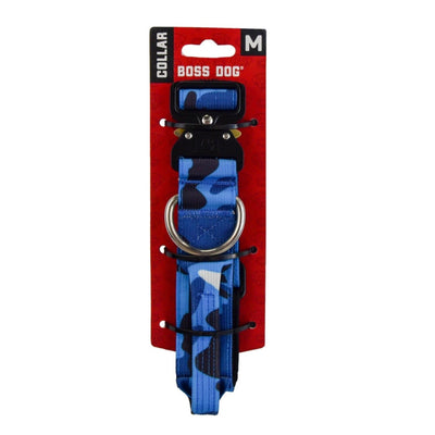 Boss Dog Tactical Adjustable Dog Collar Blue Camo, 1ea/Medium, 15-18 in