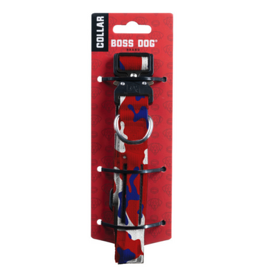 Boss Dog Tactical Adjustable Dog Collar Red, White, & Blue, 1ea/Small, 13-16 in