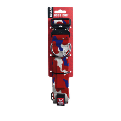 Boss Dog Tactical Adjustable Dog Collar Red, White, & Blue, 1ea/Medium, 15-18 in
