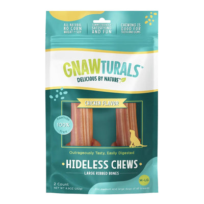 Gnawturals Hideless Chews Ribbed Bone Chicken Large 2 Count