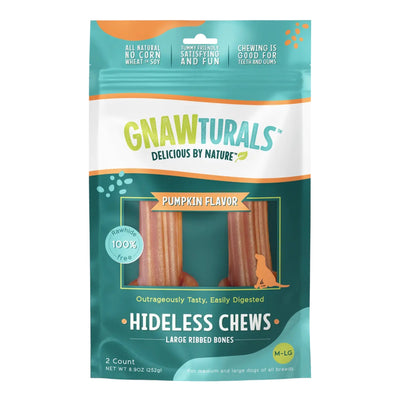 Gnawturals Hideless Chews Ribbed Bone Pumpkin Large 2 Count