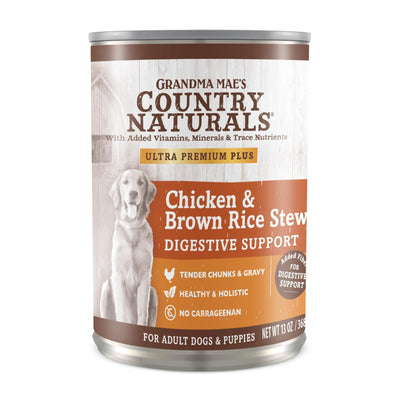 Grandma Mae's Country Naturals Digestive Support Wet Dog Food Chicken & Brown Rice Stew, 13oz. (Case of 12)
