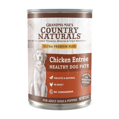 Grandma Mae's Country Naturals Healthy Dog Pate Wet Dog Food Chicken Entrée, 13oz. (Case of 12)