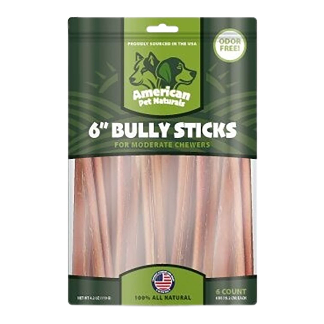 American Pet Naturals Dog Grain Free Bully Sticks 6 Inch 6 Count